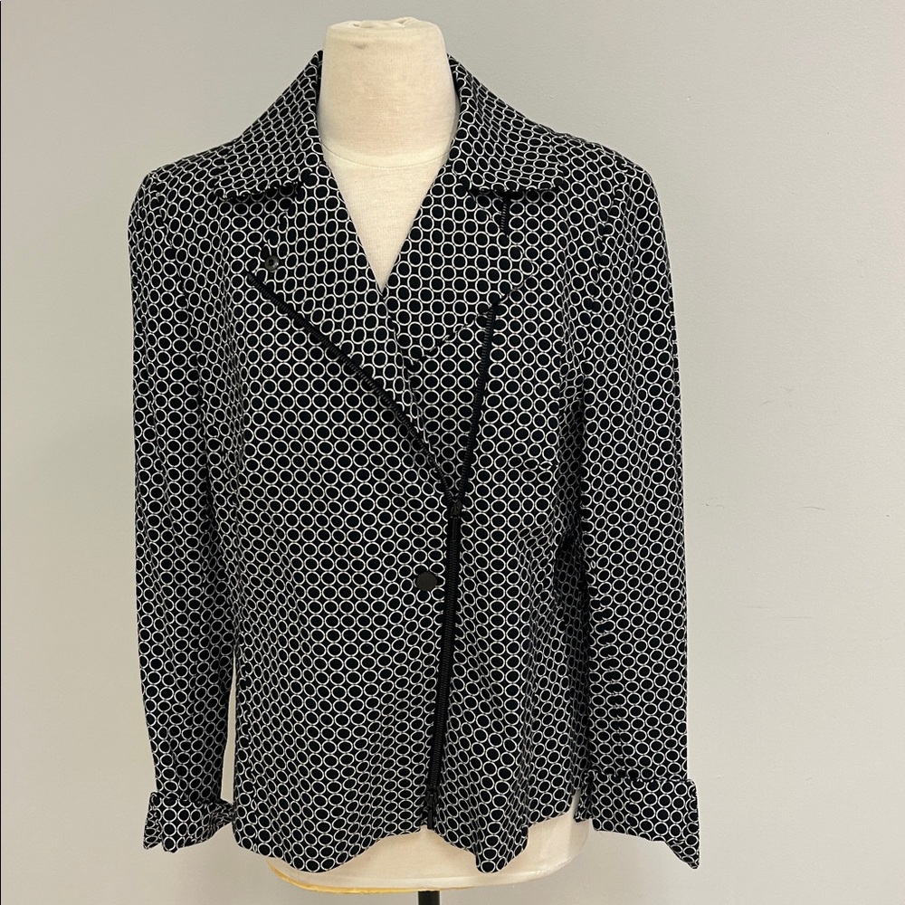 Akris Punto Black & Cream Circle Design Jacket, 12